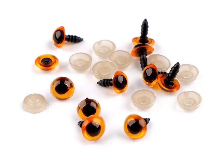 Oči s poistkou 10 mm oranžový jantar