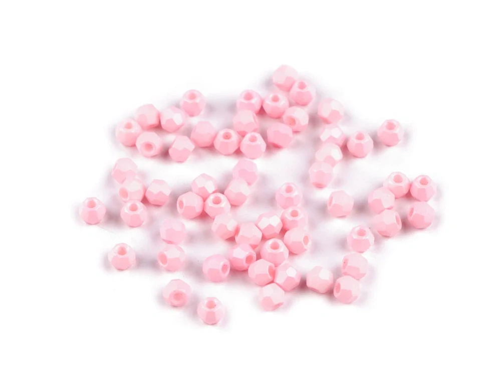 Brúsené korálky ružové, matné - 3mm