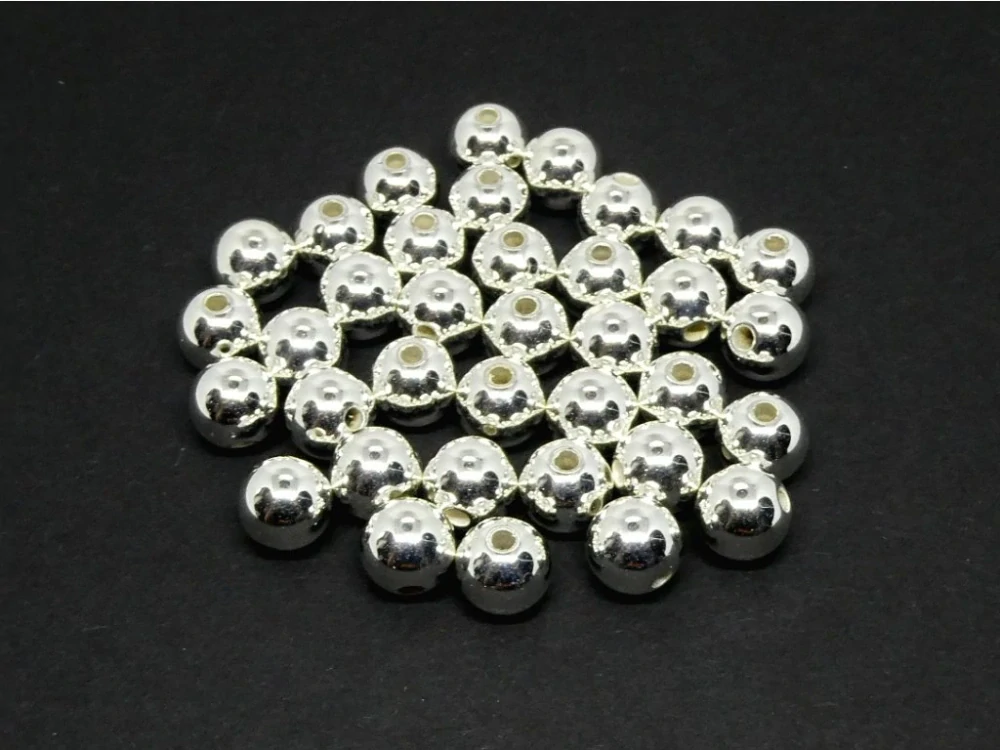 Plastové korálky strieborné 10mm