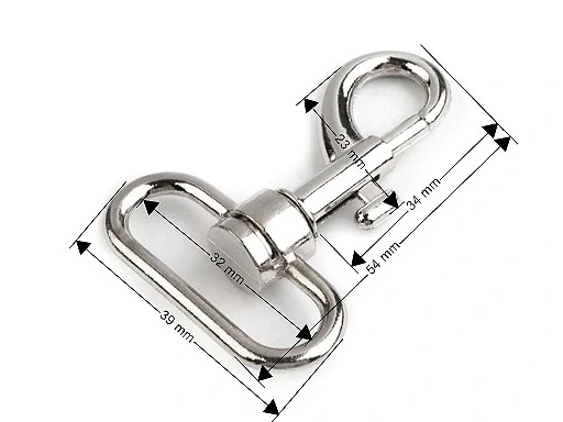 Kovová karabína otočná, prievlak 32 mm