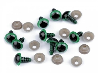 Oči s poistkou 12 mm jedlovo zelená