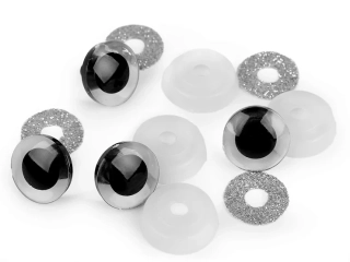 Oči glitrové s poistkou 20 mm strieborná 