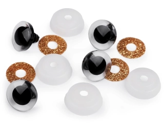 Oči glitrové s poistkou 20 mm zlatá 