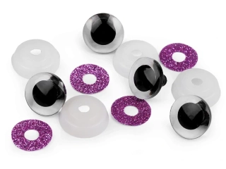 Oči glitrové s poistkou 20 mm fialová