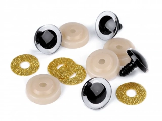 Oči glitrové s poistkou 25 mm zlatá