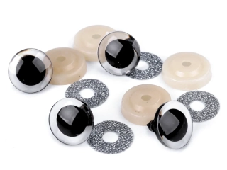 Oči glitrové s poistkou 25 mm strieborná